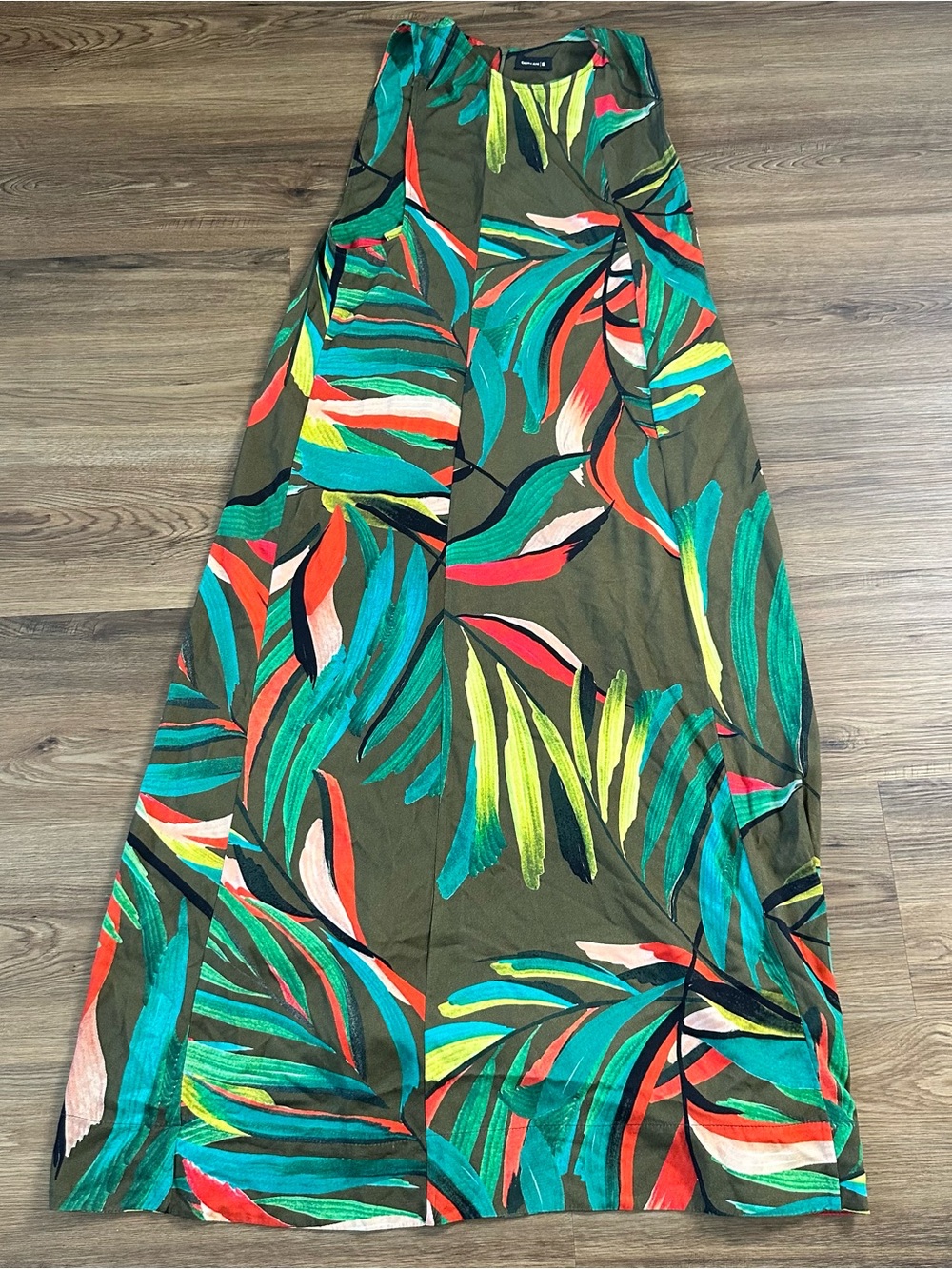 Osklen Sleeveless Maxi Dress Medium Palm Leaves Art to Wear Brazil Beach Resort